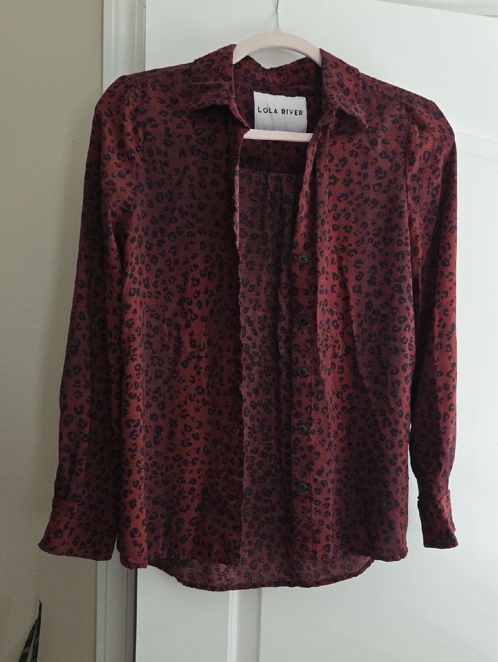 Lola River Women's Rust Leopard Button-Down Shirt